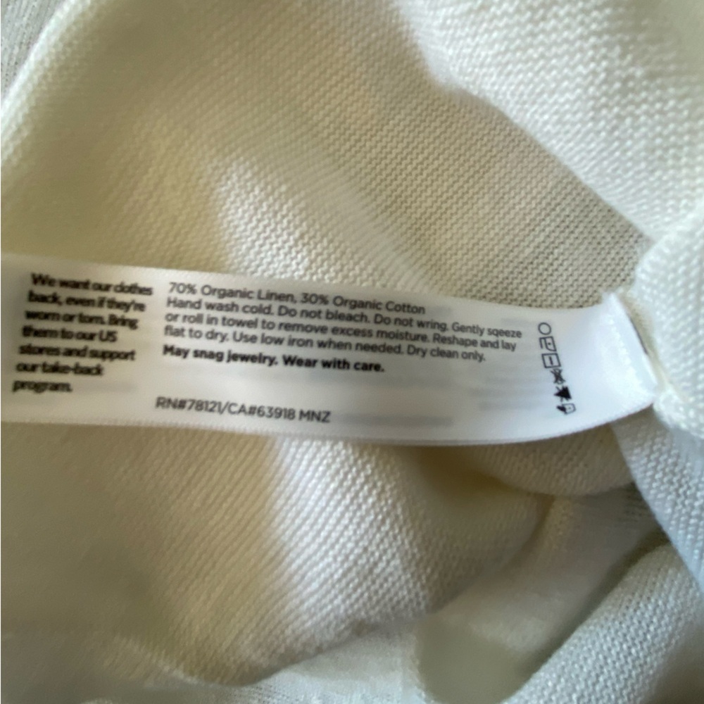 EILEEN FISHER Short Sleeve Organic Linen & Cotton Boxy white Top Size Medium - Picture 8 of 9
